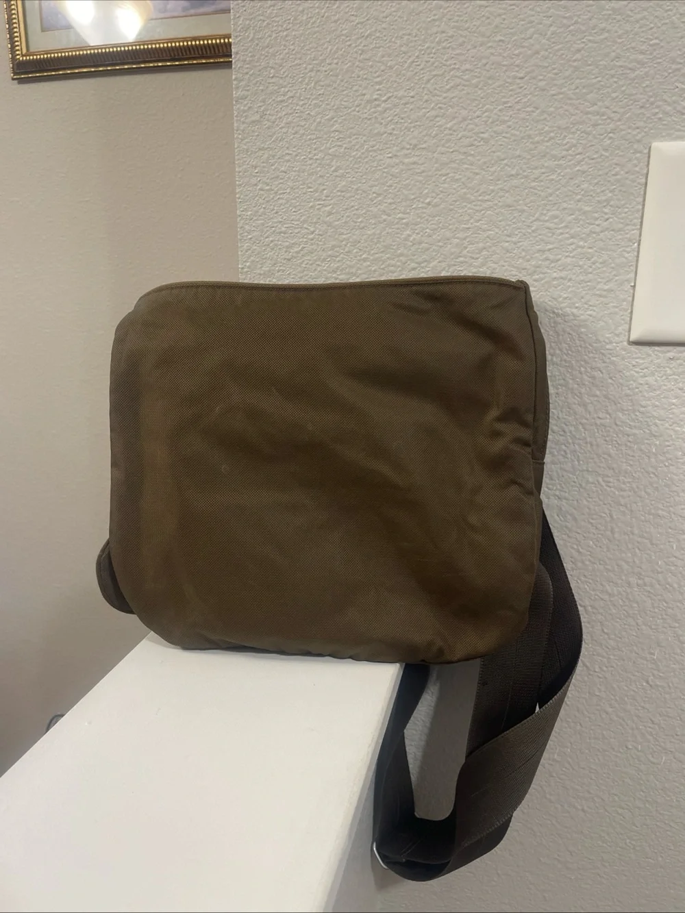 Tumi T Tech Shoulder Messenger Bag 5123B Olive Green / Brown